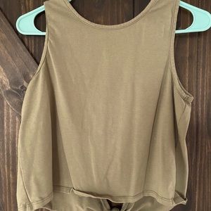 Army green open back crop top